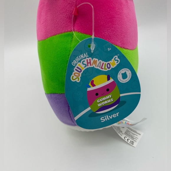 Squishmallows Silver Gummy Worms Plush Junk Food Squad Toy 7 Inch Kellytoy Gifts - Picture 5 of 5